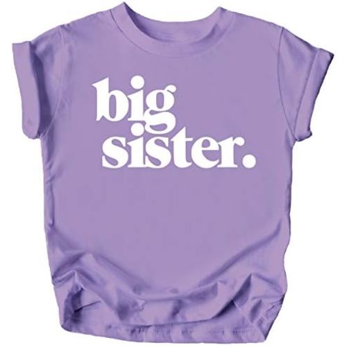 Bold Big Sister Colorful Sibling Reveal Announcement T-Shirt for Baby and Toddler Girls Sibling Outfits