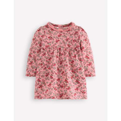 Sweatshirt Dress-Strawberry Pink Flower Meadow