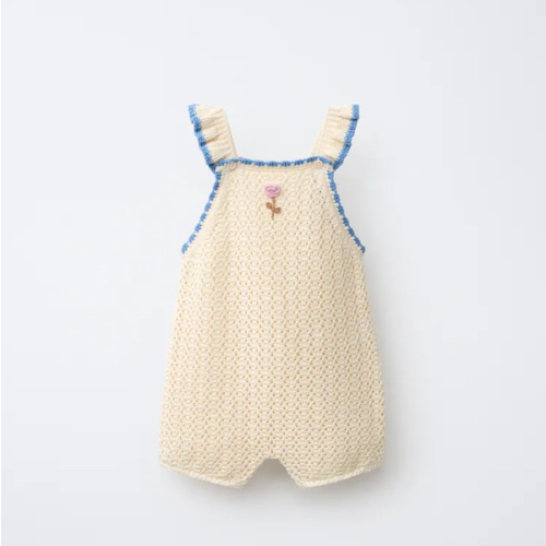 EMBROIDERED FLORAL KNIT ROMPER - Ecru | ZARA United States