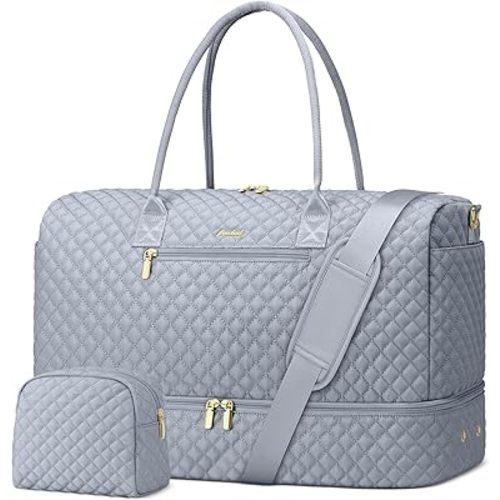 Travel Bag Weekender Bags for Women - Carry on Overnight Bag with Shoe Compartment Duffle Bag with Laptop Pocket Hospital Bag Grey