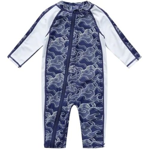 Baby Swimsuit UPF 50+ Sun Protection One Piece Zipper Beach Swimwear for Little Boys Girls Toddler