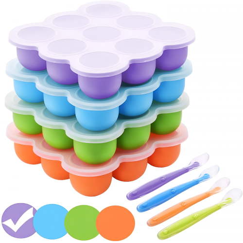 ACDANC Baby Food Frozen Storage Box, Baby Silicone Container with Airtight Lid and 7 Independent Cells, Food Storage Freezer Tray