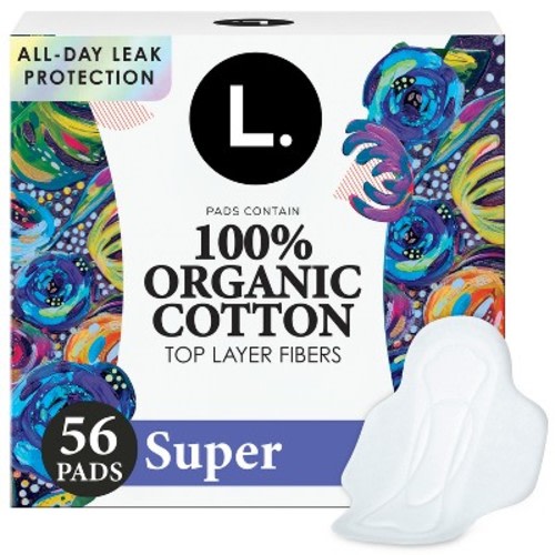 L. Organic Cotton Top Layer Ultra Thin Pads - Super Absorbency - 56ct