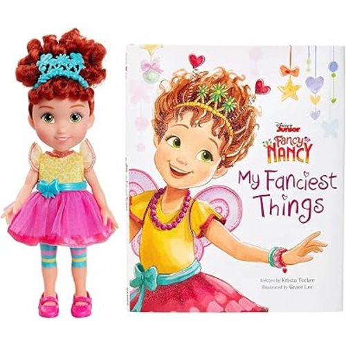 Jakks Disney Fancy Nancy Doll and Book Set Featuring "My Fanciest Things" - Learn About All The Fancy Things in Nancy's Room - Fancy Nancy Doll Dressed In Her Signature Outfit From the Show