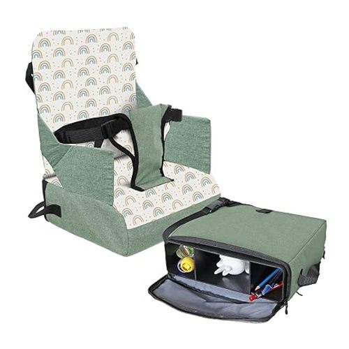 Dreambaby Travel Booster Seat for Dining Table, Portable Toddler High Chair with Back, Storage & Shoulder Strap (6M-3Y)