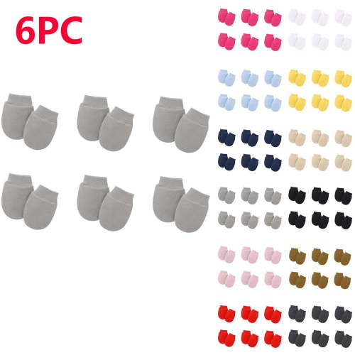 Lovzfmll Toddler Mittens, Newborn Anti-Scratch Gloves, 6-Piece Set in Solid Colors, Soft Cotton Protective Gloves for Newborns 0-12 Months, Gray