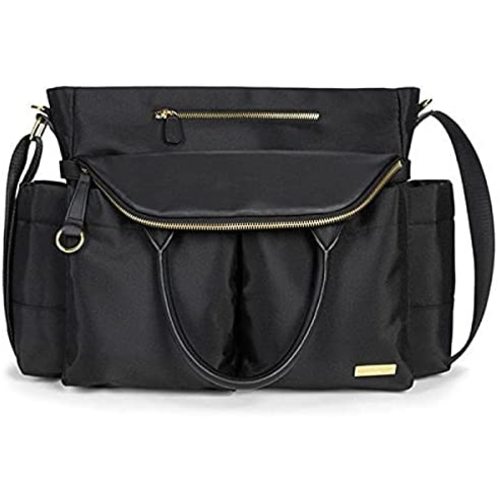 Skip Hop Diaper Bag Satchel: Chelsea Downtown Chic with Changing Pad & Stroller Attachment, Black