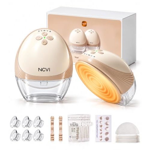 NCVI Heated Breast Pump Wearable, 360° All-Around Heat +30% Output for Mom | Warming Comfort, 300mmHg Suction, Double-Sealed Flange , 4 Modes 9 Levels, Easy-to-Clean，6-8 Sessions, Fit 19–28 mm Inserts
