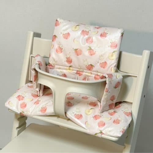 Waterproof & Compatible Stokke Tripp Trapp Cushion Set - Easy to Clean - Made Fabric from Korea - 100% Cotton Stokke Tripp Trapp High Chair Cushion Set (Peach Bunny)