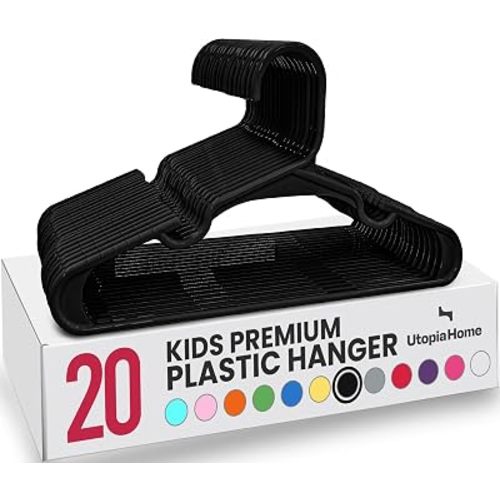 Utopia Home Kids Hangers 20 Pack – 11.5 Inch Baby Closet Hangers Black