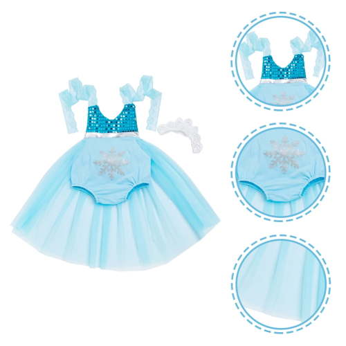 WINOMO 1 Set Newborn Photography Outfits for Baby Girls Sky Blue Lace Dress Comfortable Wear
