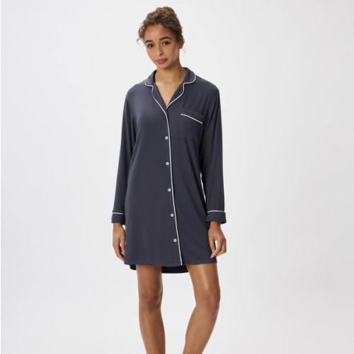 Bamboo Jersey Sleep Shirt in Deep Navy
