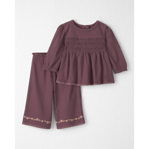 Baby Girl 2-Piece Organic Cotton Smocked Top & Pant Set - Little Planet | Carter's