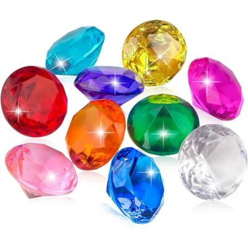 25pcs Diving Gems Pool Toys,1.5in Big Colorful Diamond