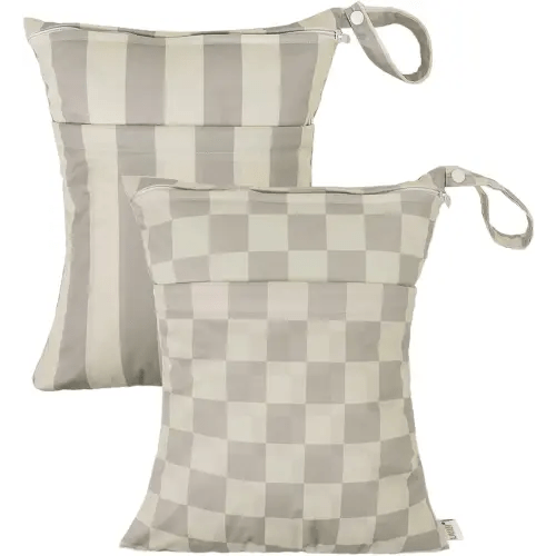 ALVA ALVABABY 2pcs Cloth Diaper Wet Dry Bags Waterproof Reusable with Two Zippered Pockets Travel Beach Pool Daycare Soiled Baby Items Yoga Gym Bag for Swimsuits or Wet Clothes LZ8485