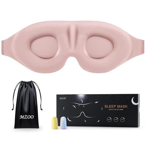 MZOO Luxury Sleep Mask for Women Men Patented Light Blocking Design | Zero Eye Pressure, 3D Contoured Sleeping Mask for Side Sleeper, Breathable, Adjustable, for Travel, Pink