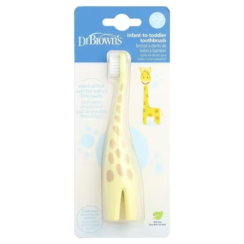 Infant-to-Toddler Toothbrush, 0-3 Years, Yellow, Giraffe, 1 Toothbrush