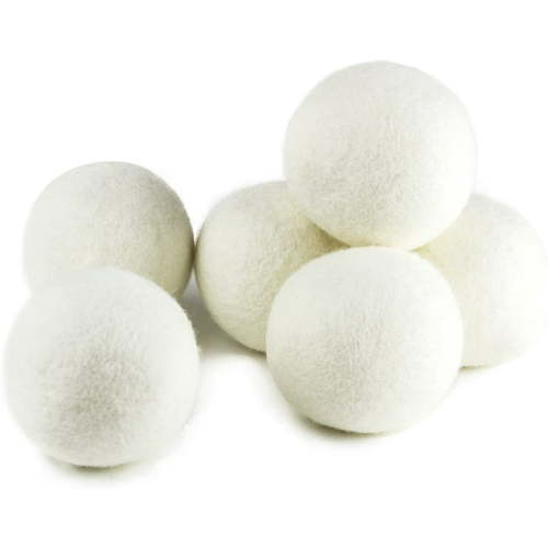 Wool Dryer Balls Organic XL 6-Pack, 100% New Zealand Chemical Free Fabric Softener for 1000+ Loads, Baby Safe & Hypoallergenic, Reduce Wrinkles & Shorten Drying Time Naturally