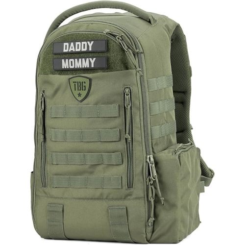 TBG - Mens Tactical Diaper Bag Backpack w/Built-in Changing Mat, Stroller Strap (Ranger Green 4th Gen)