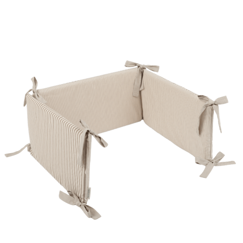 Crib Protector Half Reversible Beige Stripes · Minicoton