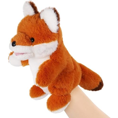 Animal Hand Puppets 11 Inch Sea Turtle Plush Dinosaur Animals Hand Puppet Toys Role-Play Toy Puppets for Kids Storytelling Imaginative Pretend Play Teaching Preschool(Fox)