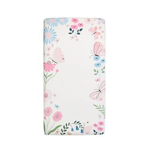 Organic Wildflower Butterfly Picture Perfect Crib Sheet , Multi