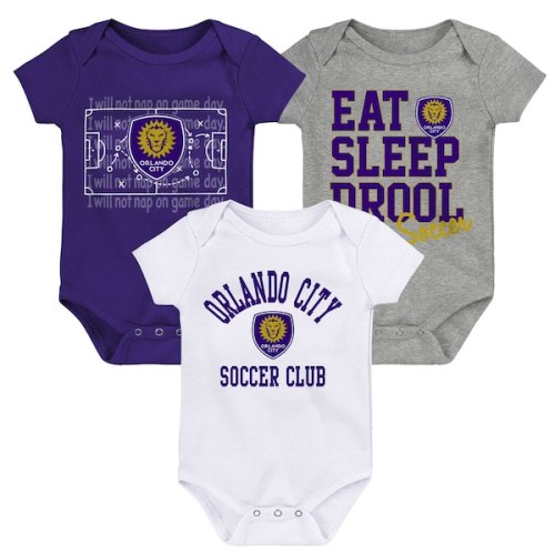 Newborn & Infant Orlando City SC Purple/White/Gray 3-Pack Bodysuit Set