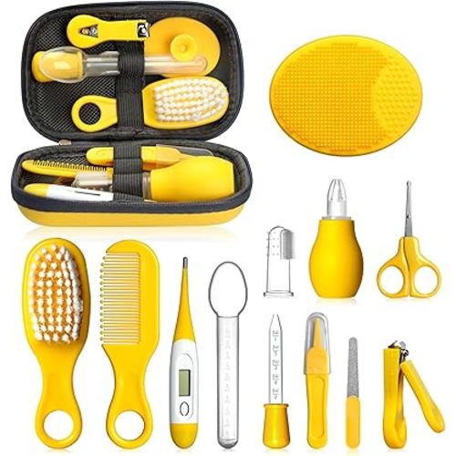 Baby Healthcare and Grooming Kit, Portable Baby Safety Care Set, Baby Essentials kit for Newborn(Yellow 13 in 1)