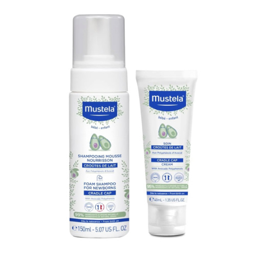 Mustela Cradle Cap Fragrance-Free Baby Shampoo & Cream for Baby & Newborn for Seborrheic Dermatitis - Helps to minimize Scalp Flakes - Clinically & Dermatologist Tested - 2 Items Set