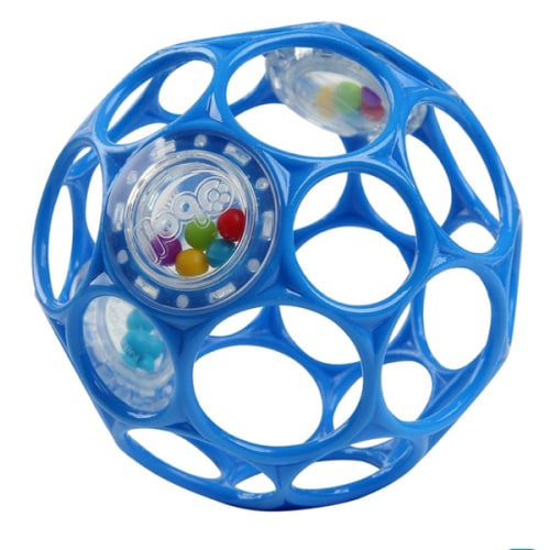 Bright Starts Oball Easy-Grasp Rattle BPA-Free Infant Toy in Blue, Age Newborn and up, 4 Inches