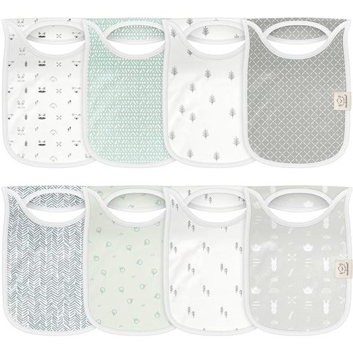 KeaBabies 8-Pack Baby Bibs for Boys, Girls - Pullover Bibs for Drooling Teething Baby Girl & Boy Toddler, Newborn, Soft & Absorbent, Cute Colors, Large Torso Coverage Keep Infant Clean & Dry (Nordic)