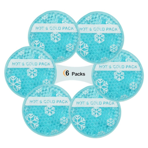 OLESILK Small Hot Cold 6 Packs, Reusable Round Gel Beads Ice Pack with Cloth Backing, Hot and Cold Therapy for Breastfeed Injury, Kids Pain Relief, Headache, Tired Eyes, Wisdom Teeth, Sinus Relief