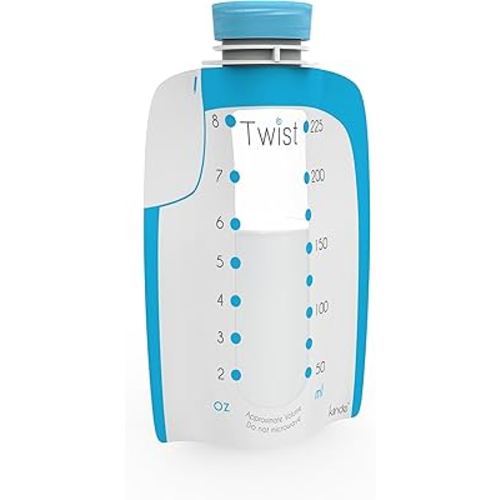 Kiinde Twist Pouch Direct-Pump Direct-Feed Twist Cap Breast Milk Storage Bag for Pumping, Freezing, Heating and Feeding, Pre-Sterilized, Breast Feeding Essentials, 8 Ounce, Pack of 40