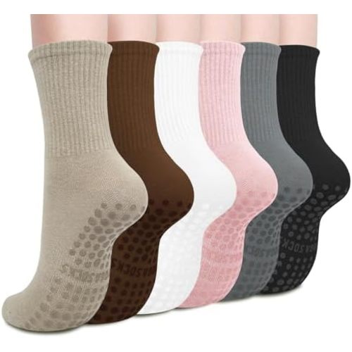 Justay 6 Pairs Pilates Socks with Grips for Women, Grip Non Slip Yoga Socks