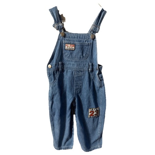 Vintage Denim Overall Toddler Baby Boy 24M 2T Patches Sports All Star