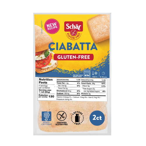 Schar Gluten Free Ciabatta Rolls, Artisan Bread Rolls Multipack, Regular, Shelf-Stable, 7 oz (4 Count)