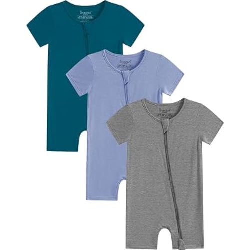 Jimonda Baby Bamboo Rayon Rompers Short Sleeve 3pc Pjs