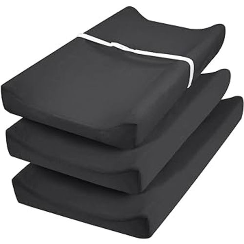 david's Kids 3 Pack Changing Pad Cover Set, Ultra Soft Breathable Cozy Microfiber Diaper Change Table Sheets for Baby Girls, Fit Most Changing Pads, Black