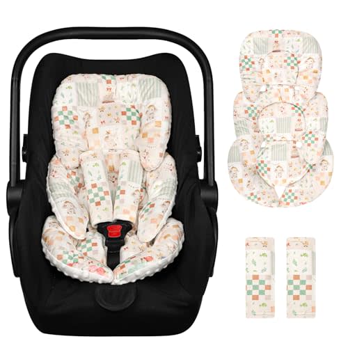Infant Car Seat Insert with 2 Strap Pads, Super Soft Carseat Head and Body Support for Baby Boys and Girls, Reversible Newborn Car Seat Insert Cushion for Strollers, Bouncers, Swing, Elephant | Head & Body Support