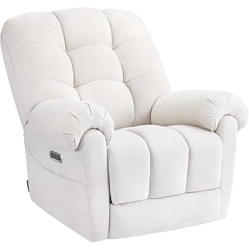 EONIX Mordern Massage Rocker Recliner Chair, Dual Motor Power Rocking Recliners for Small Spaces, Lazy Boy Recliner Chair with Heat and Massage for Living Room, Bedroom, Study, Pearl White