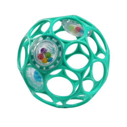 Bright Starts Oball Easy-Grasp Rattle BPA-Free Infant Toy in Teal, Age Newborn and up, 4 Inches