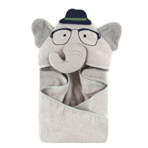 Hudson Baby Infant Boy Cotton Animal Face Hooded Towel, Smart Elephant, One Size