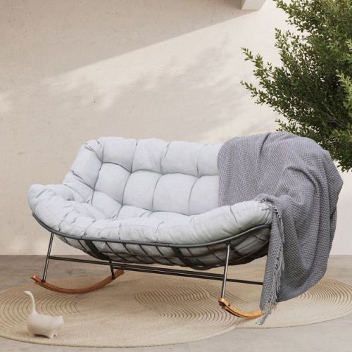 GRANDPATIO Steel Outdoor Loveseat Rocker Chair