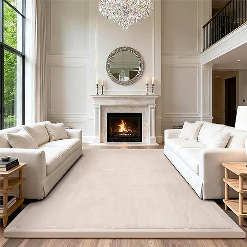 ACOMOPACK Baby Play Mat for Floor,1.3" Thick Memory Foam Area Rug for Living Room,Soft Velvet Crawling with Non-Slip Bottom for Kid,Toddler,79"×118" Tummy Time Nursery Rugs,Yoga（Beige）