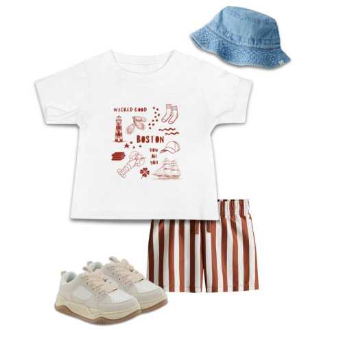 Boston City Doodle Short Sleeve Baby Tee