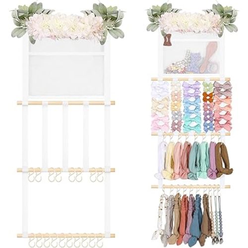 POVETIRE Headband Holder Hair Bows Organizer for Girls, Hair Accessories Display Storage Wall Hanging Decor for Baby Nursery Toddler Baby Room Base