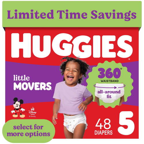 Huggies Little Movers 360° Pull On Diapers with 360° Waistband, Size 5 (27+&nbsp;lbs), 48 Count&nbsp;(Select for More)