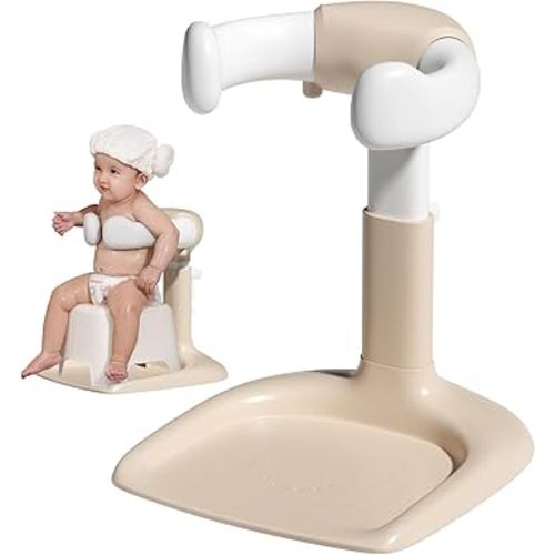 Baby Bath Stand, Foldable Standing Bathtub for Baby, Shower Stand and Bath Support for Infants and Toddlers (6–36 Months), Non-Slip Adjustable Baby Standing Support, Coffee
