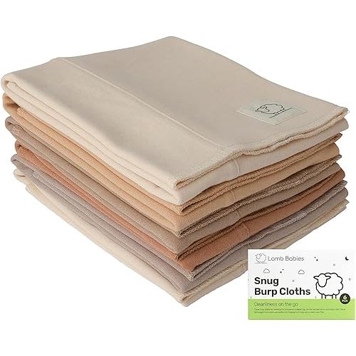 Snug Baby Cotton Burp Cloths, 20" x 12" Absorbent Cotton Burp Cloth Set for Newborn Boys and Girls, Lightweight Soft Color Feeding Essentials, Shoulder Drape and Diaper Bag Must-Have, Brown