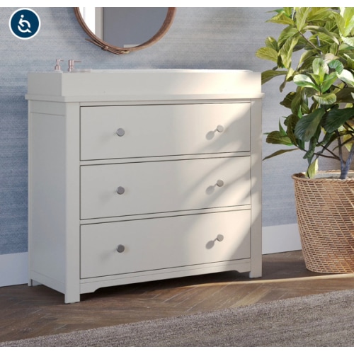 Harmony 3-Drawer Dresser with Baby Changing Table | Matte White
